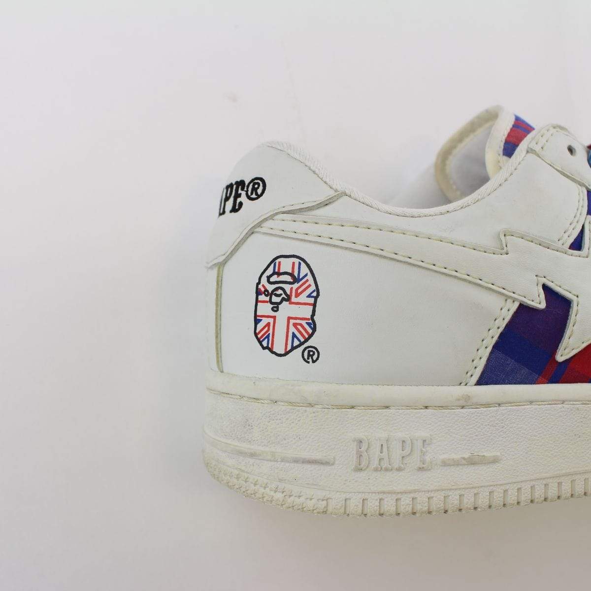 Bapesta Union Jack Red Plaid White - SaruGeneral