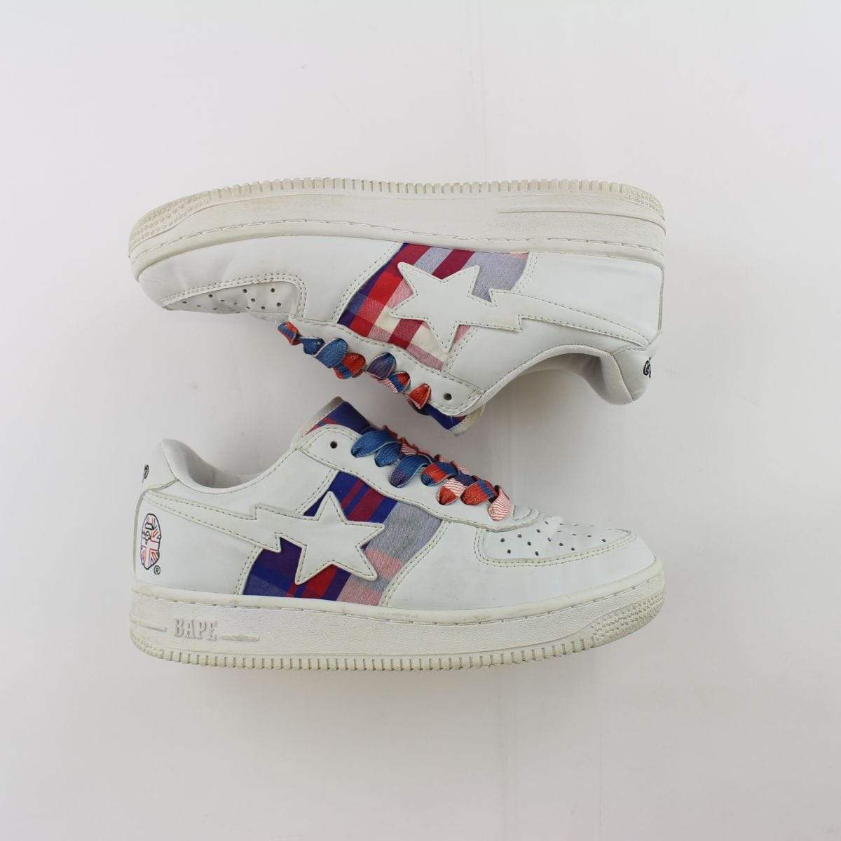 Bapesta Union Jack Red Plaid White - SaruGeneral