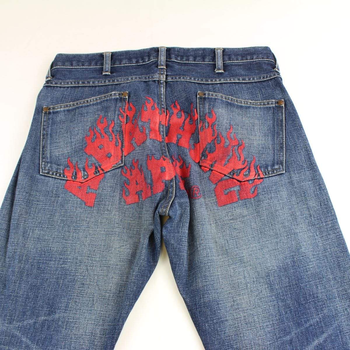 Bape Red Flame Denim Jeans - SaruGeneral