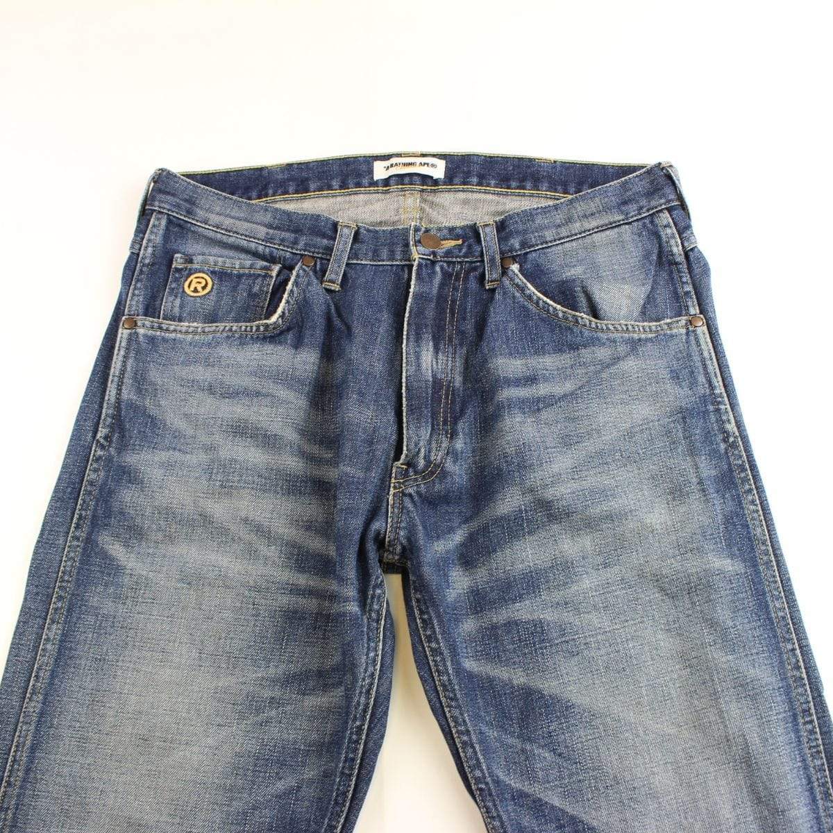 Bape Red Flame Text Jeans - SaruGeneral