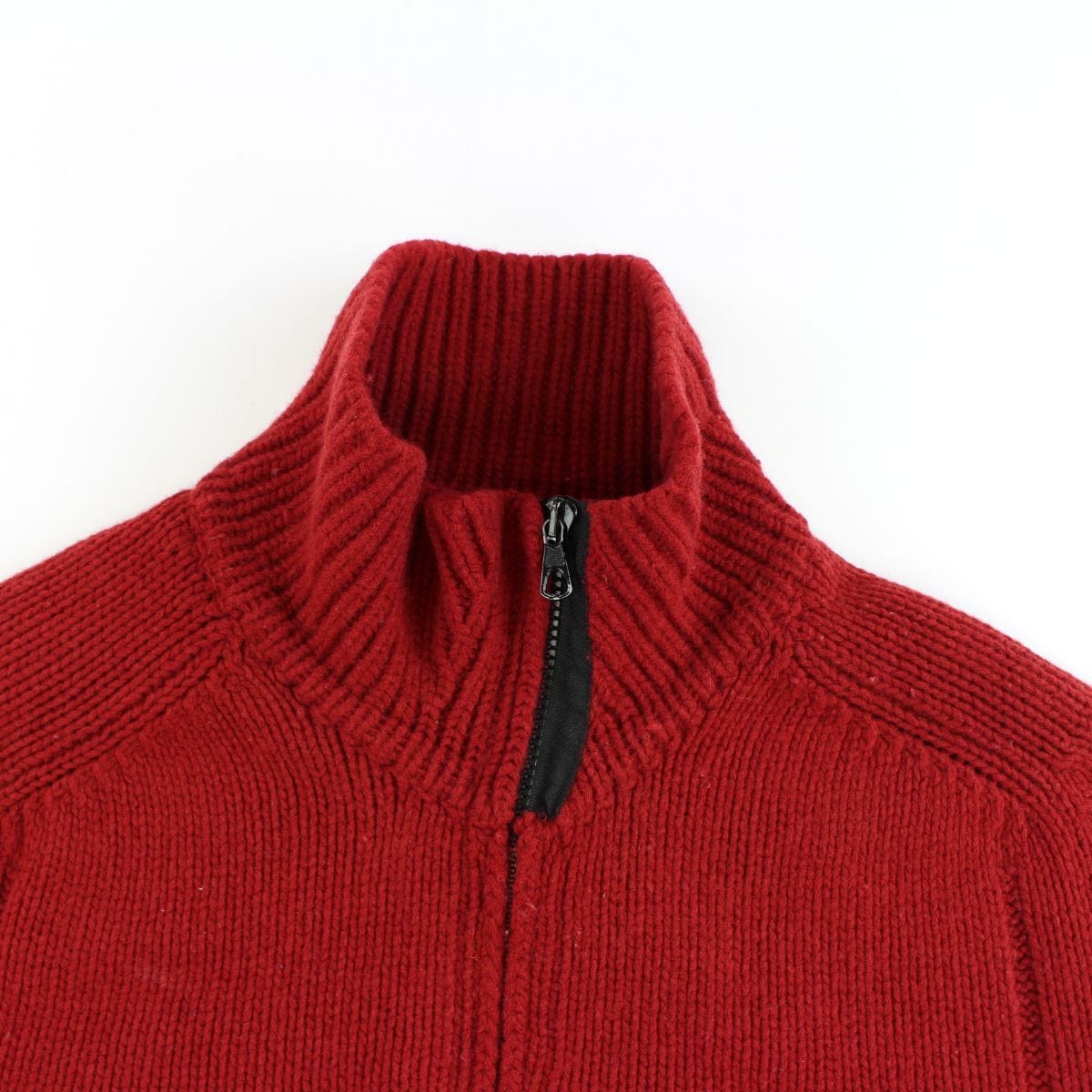 Stone Island AW 2004 Quarter Zip Knitted Jumper Red - SaruGeneral
