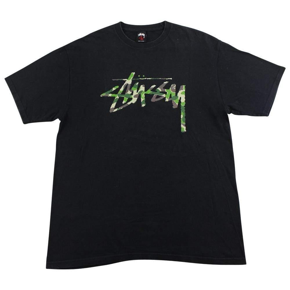 Bape x Stussy 20th Anni Green Camo Tee Black - SaruGeneral