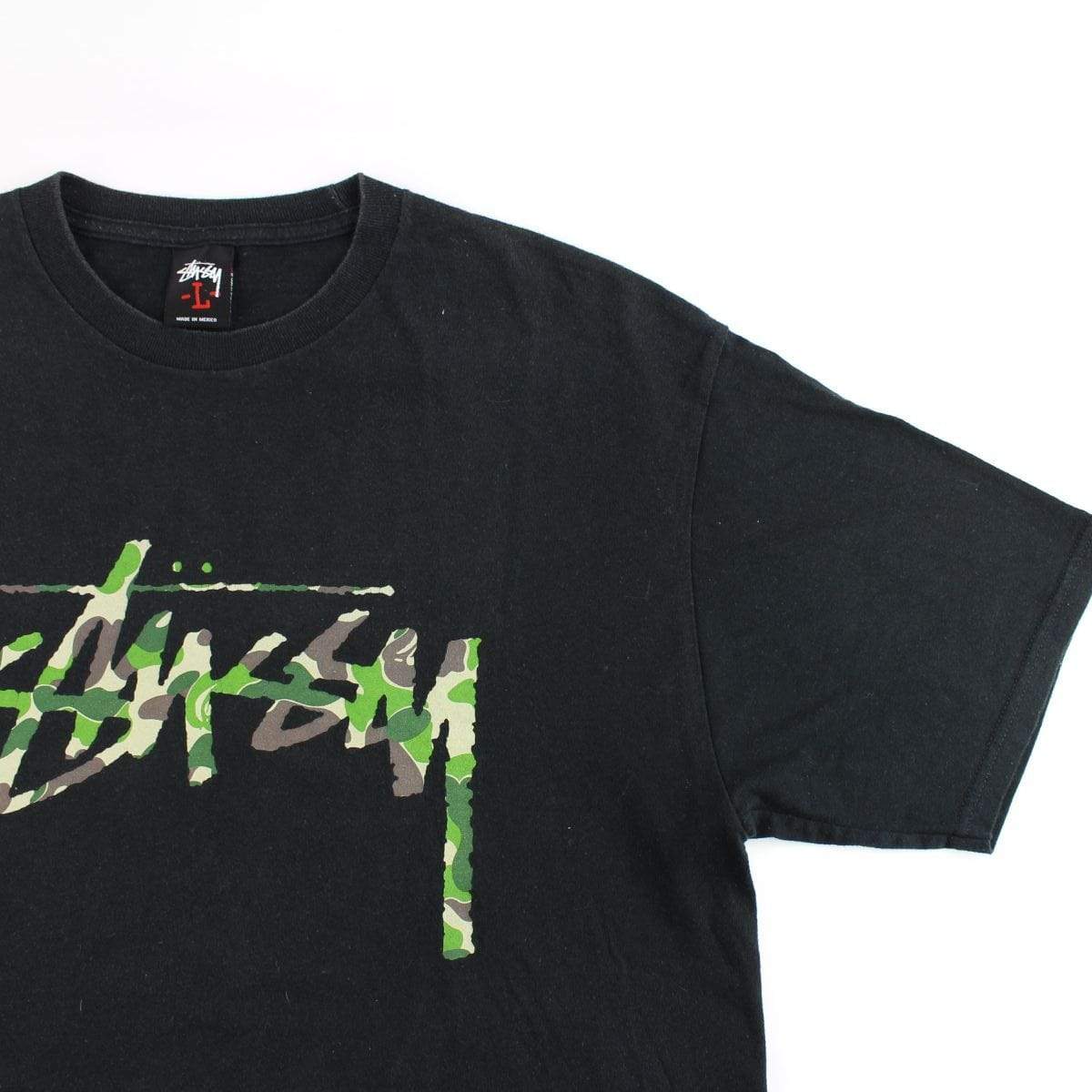 Bape x Stussy 20th Anni Green Camo Tee Black - SaruGeneral