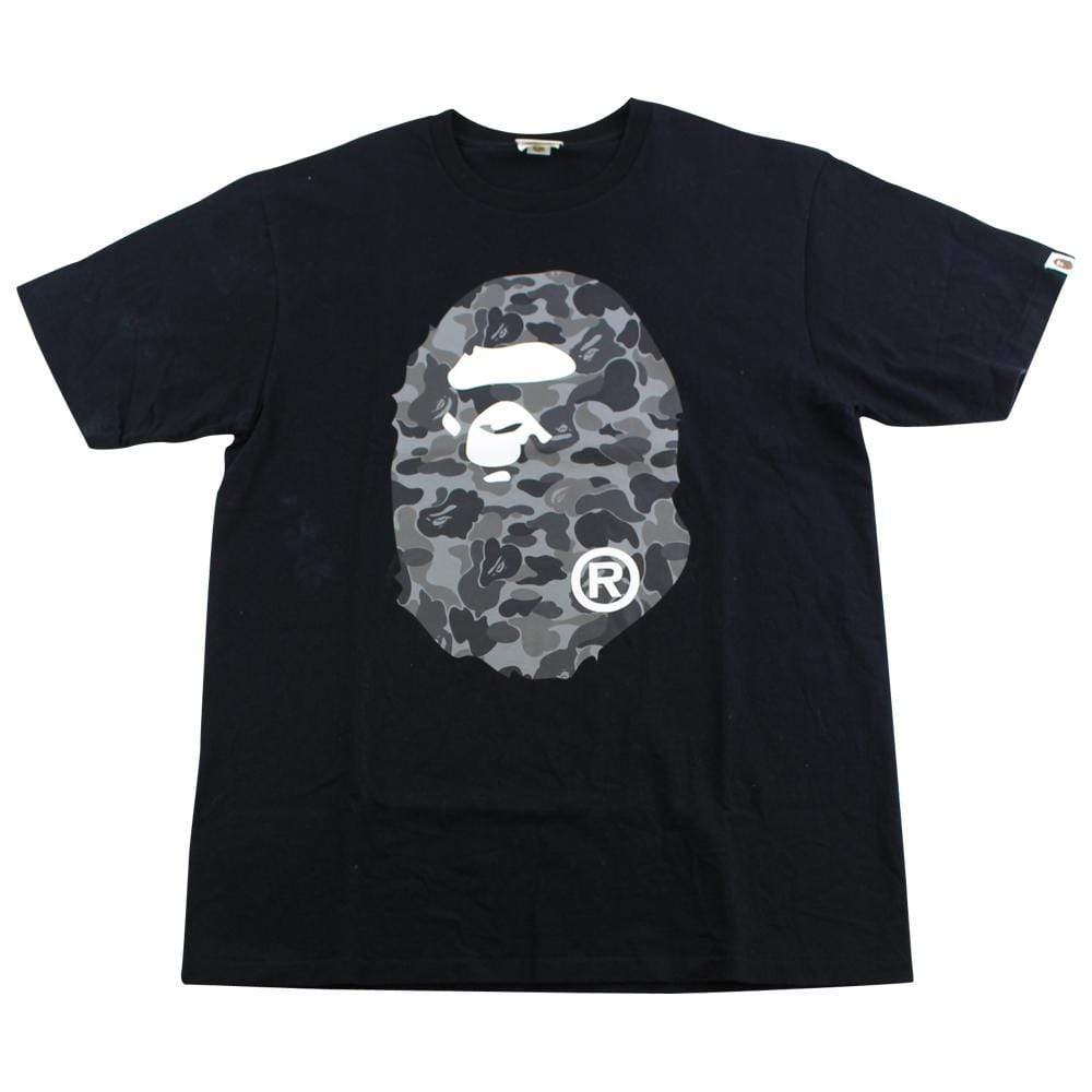 Bape ABC Grey Camo Big Ape Logo Tee Black - SaruGeneral