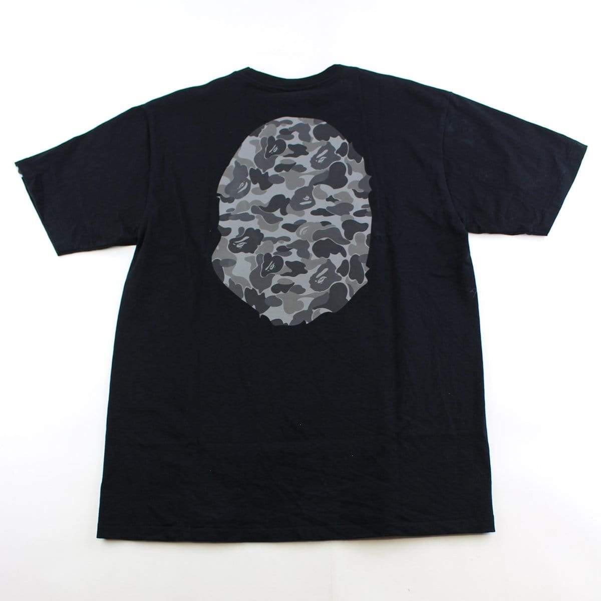 Bape ABC Grey Camo Big Ape Logo Tee Black - SaruGeneral