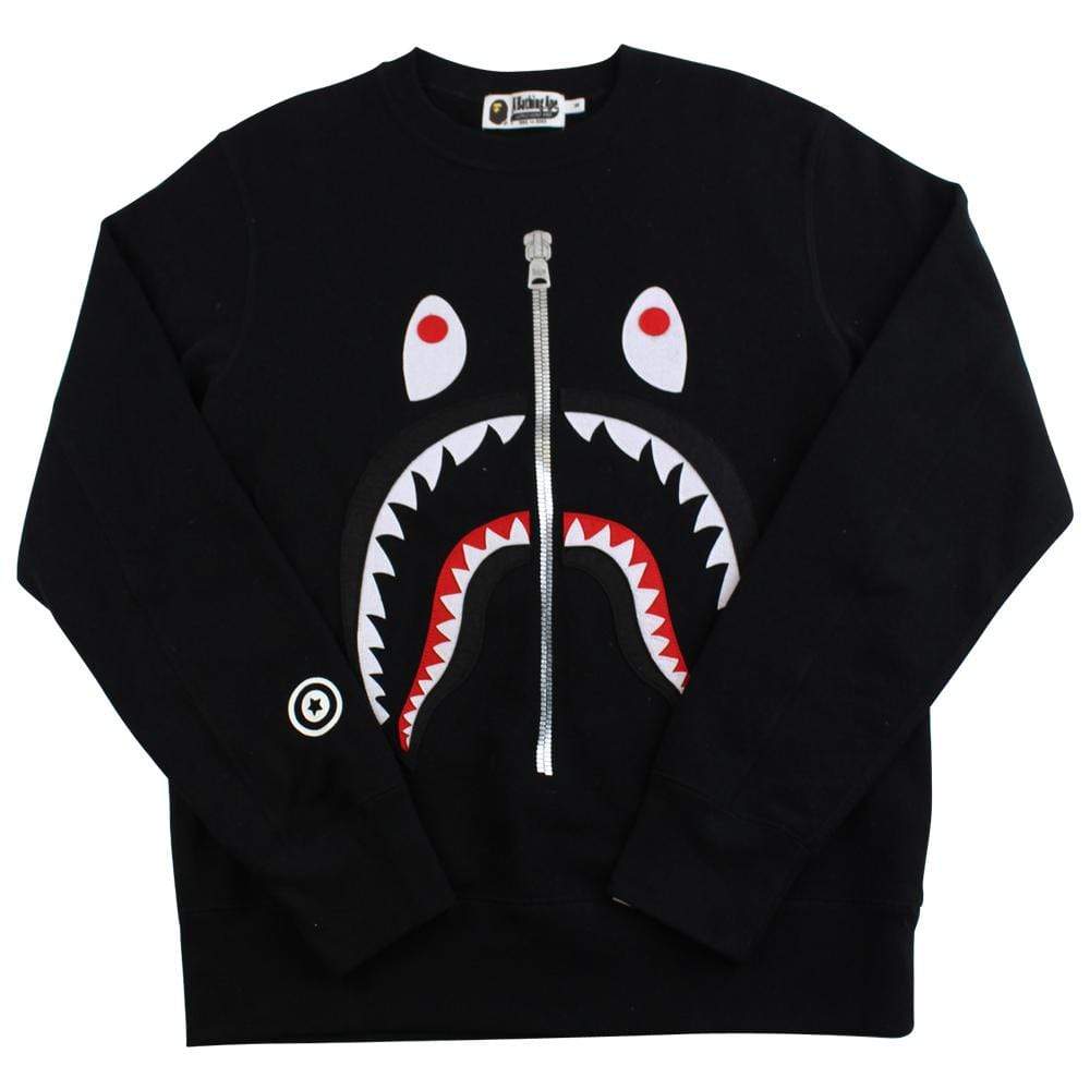 bape shark face logo crewneck black - SaruGeneral