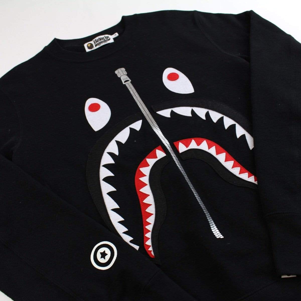 bape shark face logo crewneck black - SaruGeneral