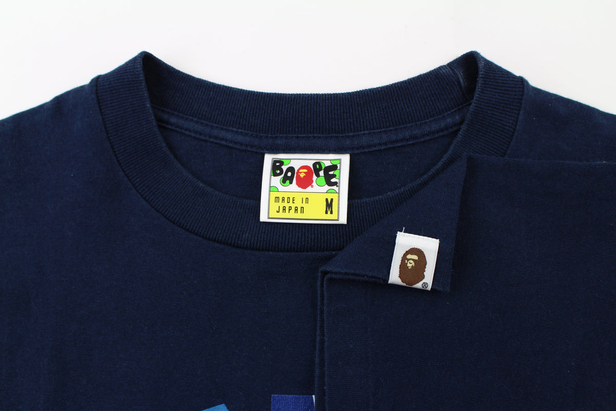 Bape ABC Blue Camo College Logo Tee Navy - SaruGeneral