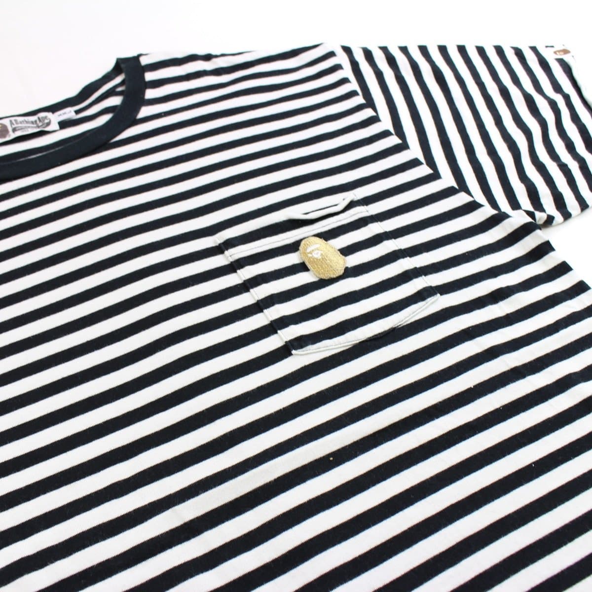 bape gold DSM point head logo stripe tee - SaruGeneral
