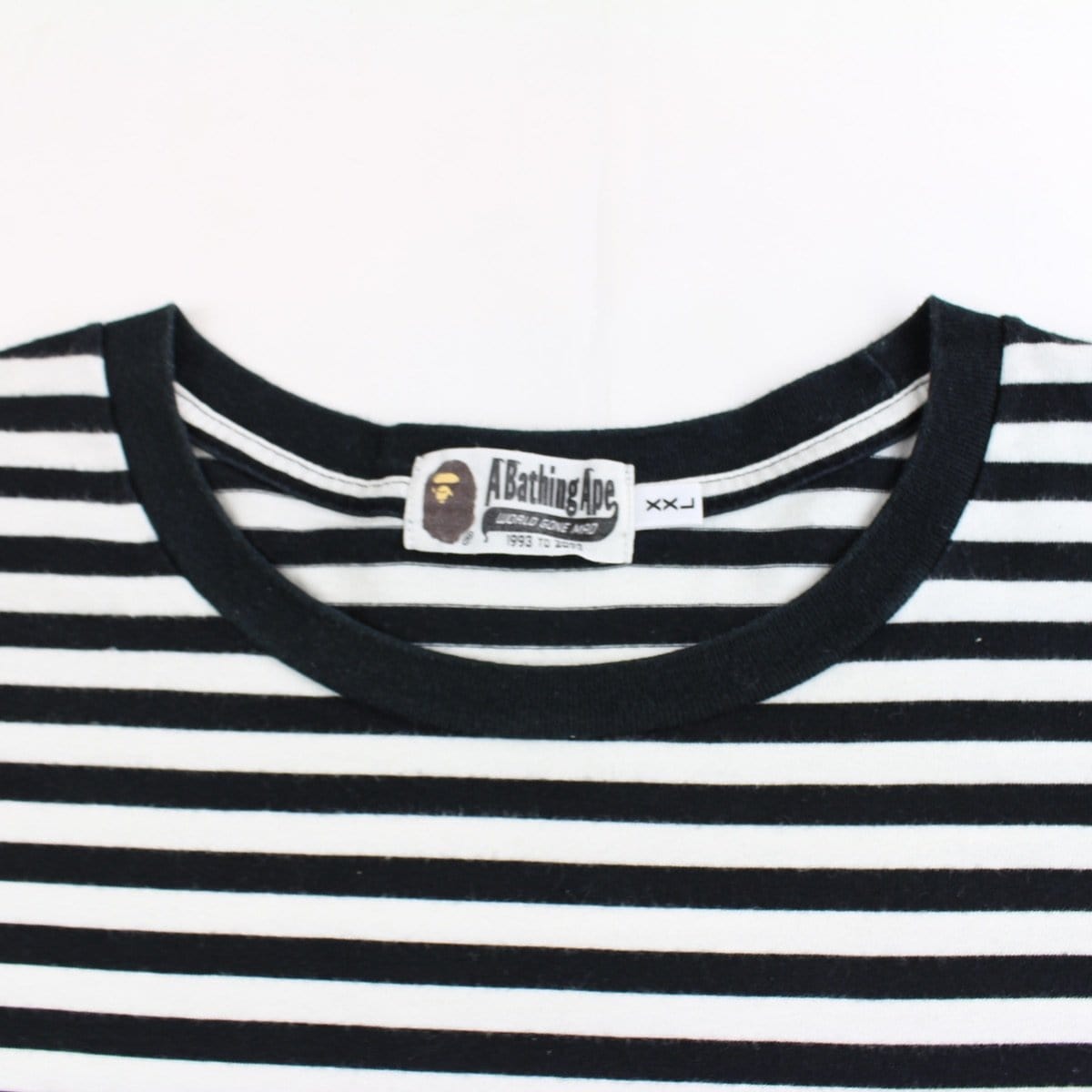 bape gold DSM point head logo stripe tee - SaruGeneral