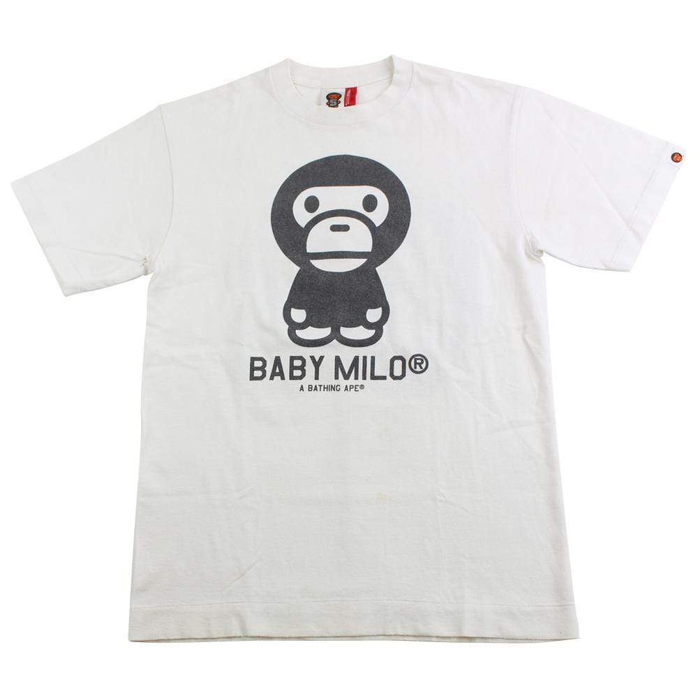bape black baby milo figure logo tee white - SaruGeneral