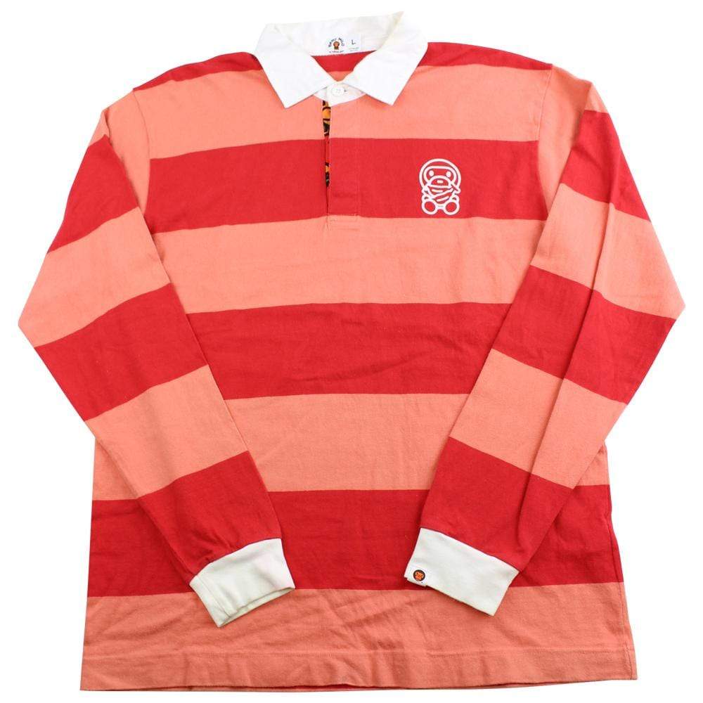 Bape baby milo peach stripe rugby shirt - SaruGeneral