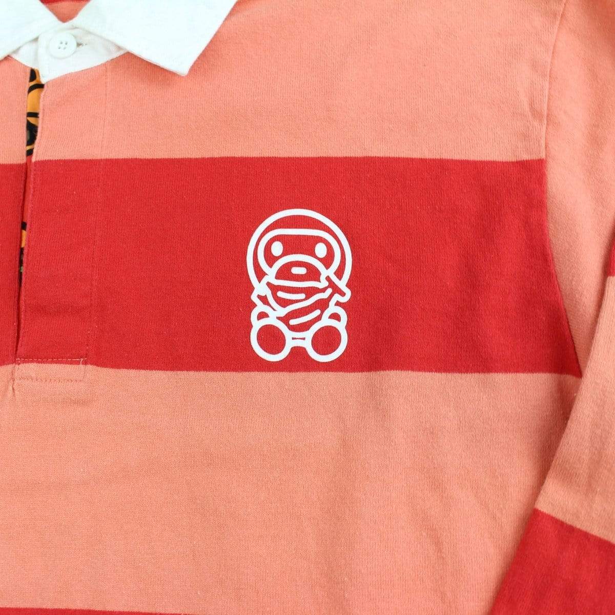 Bape baby milo peach stripe rugby shirt - SaruGeneral