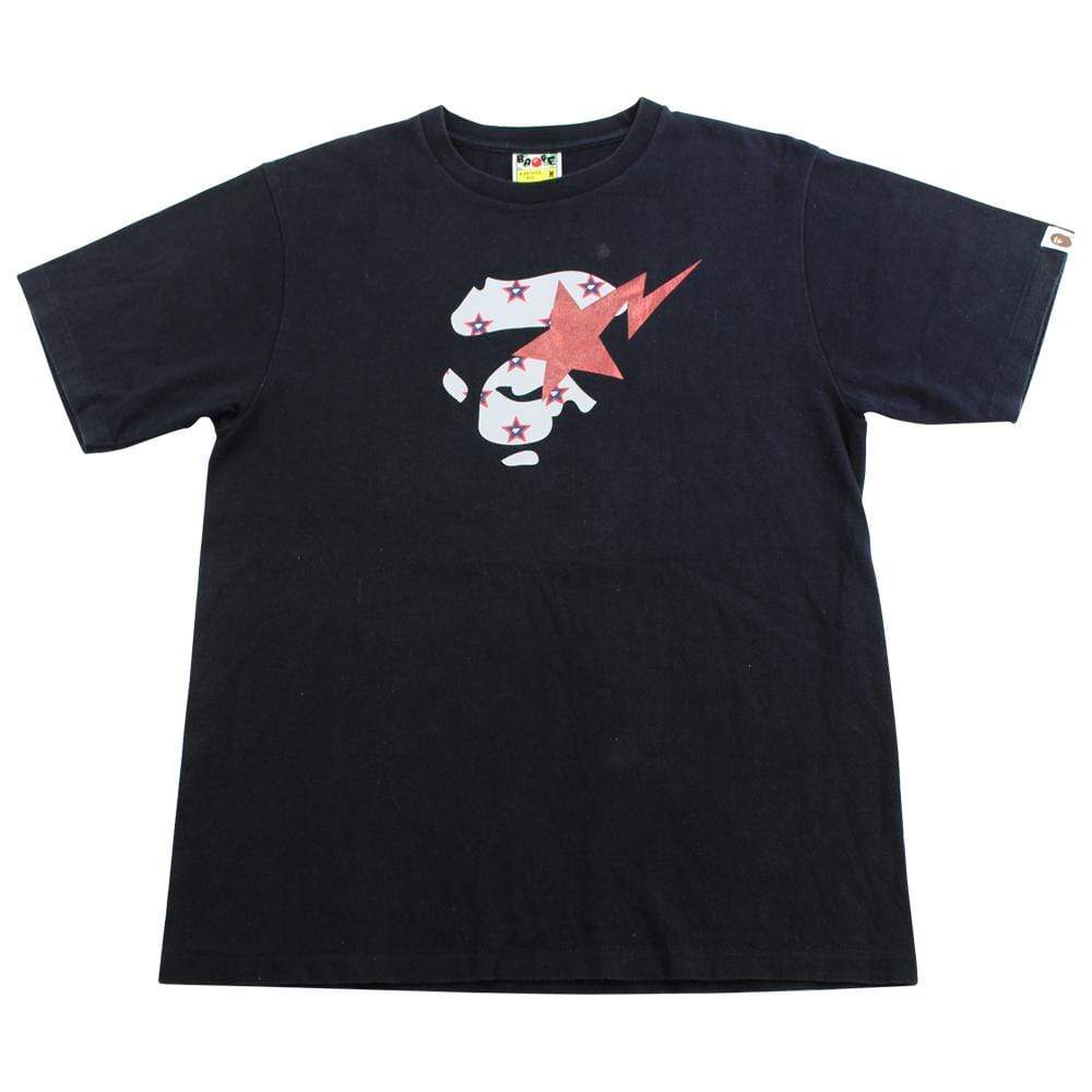 bape ape face bapesta logo tee black - SaruGeneral