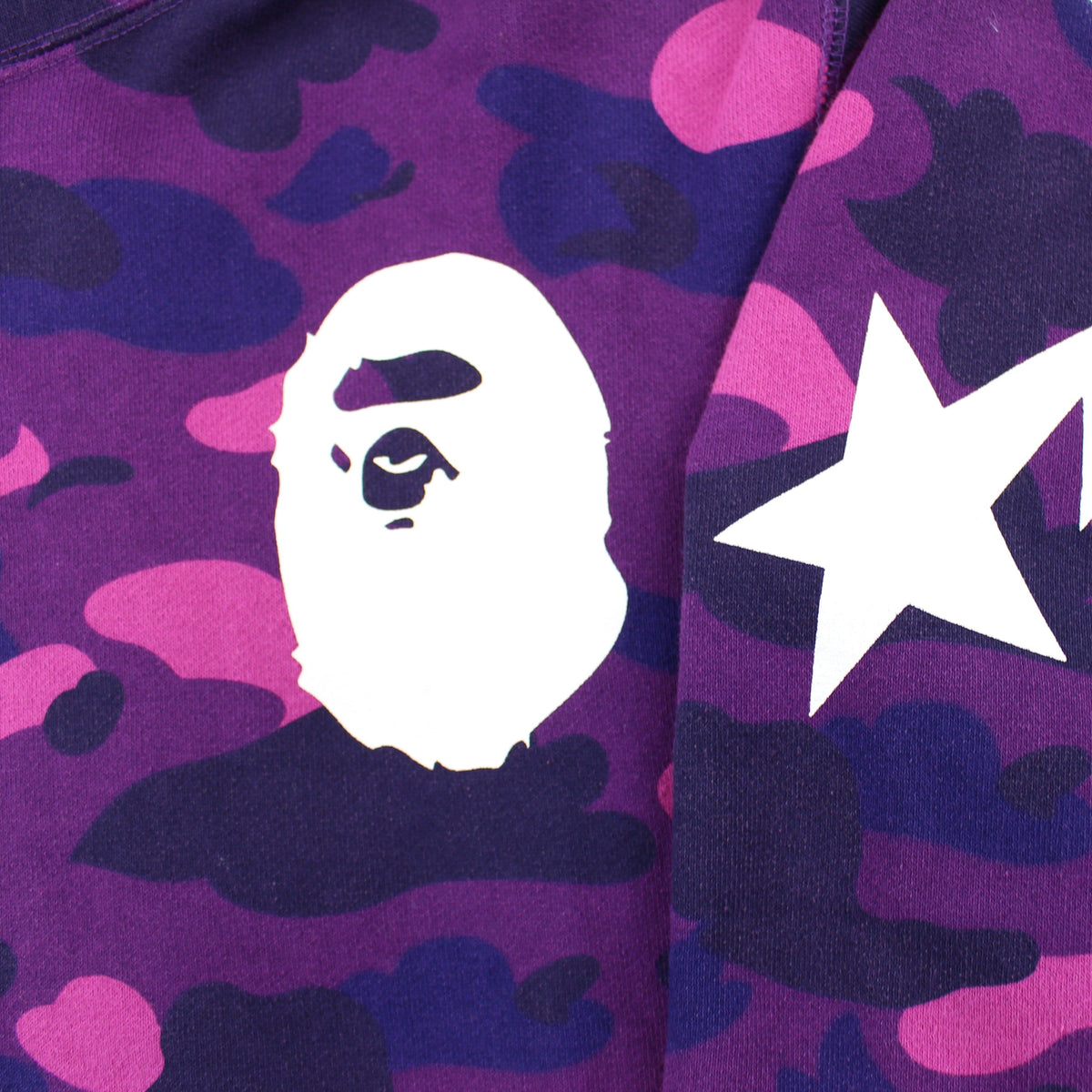 Bape Ape Logo Purple Camo Fullzip Hoodie - SaruGeneral