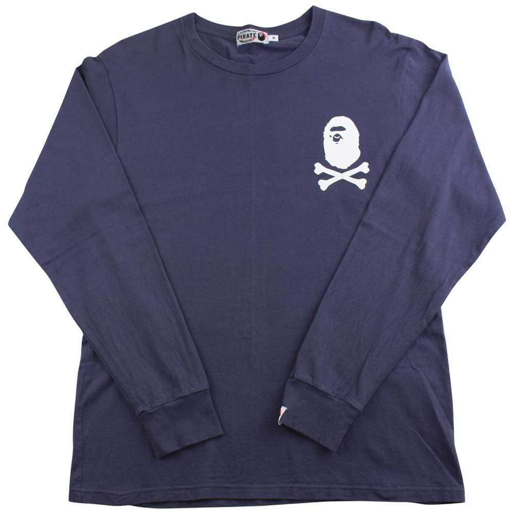 bape pirate logo ls navy - SaruGeneral