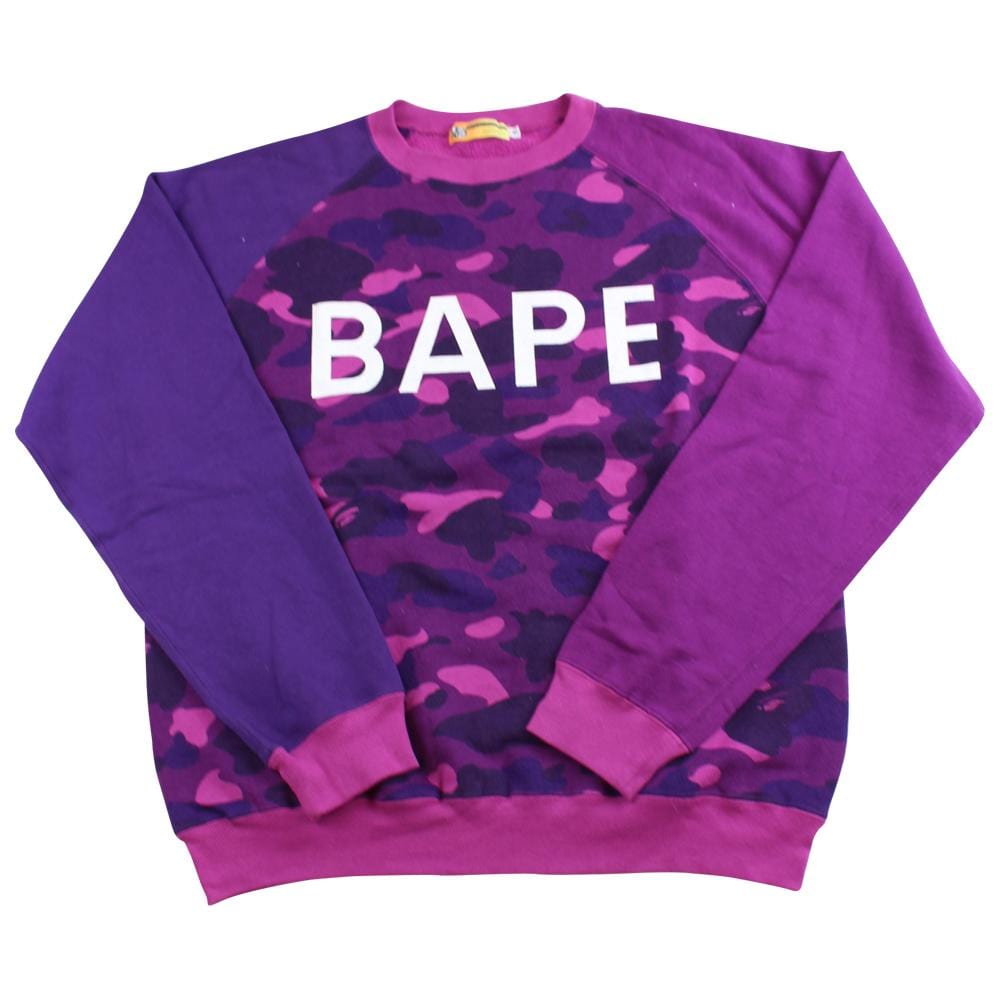 bape purple camo patch crewneck - SaruGeneral