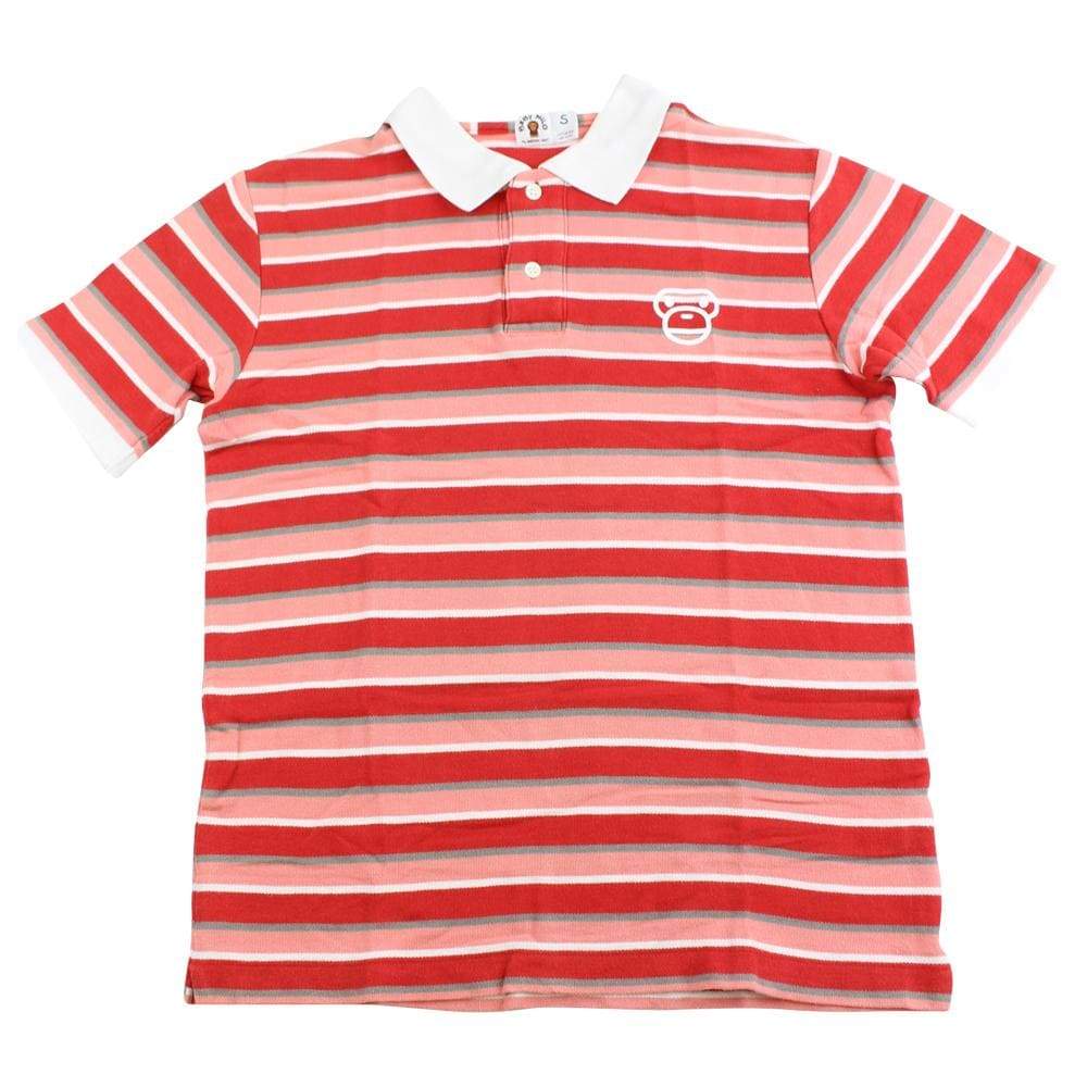 bape pink red stripe milo polo - SaruGeneral