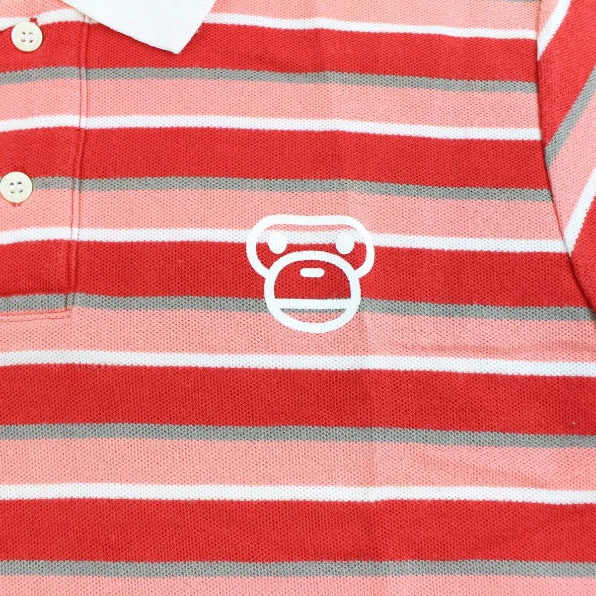 bape pink red stripe milo polo - SaruGeneral