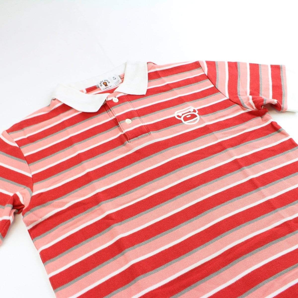 bape pink red stripe milo polo - SaruGeneral