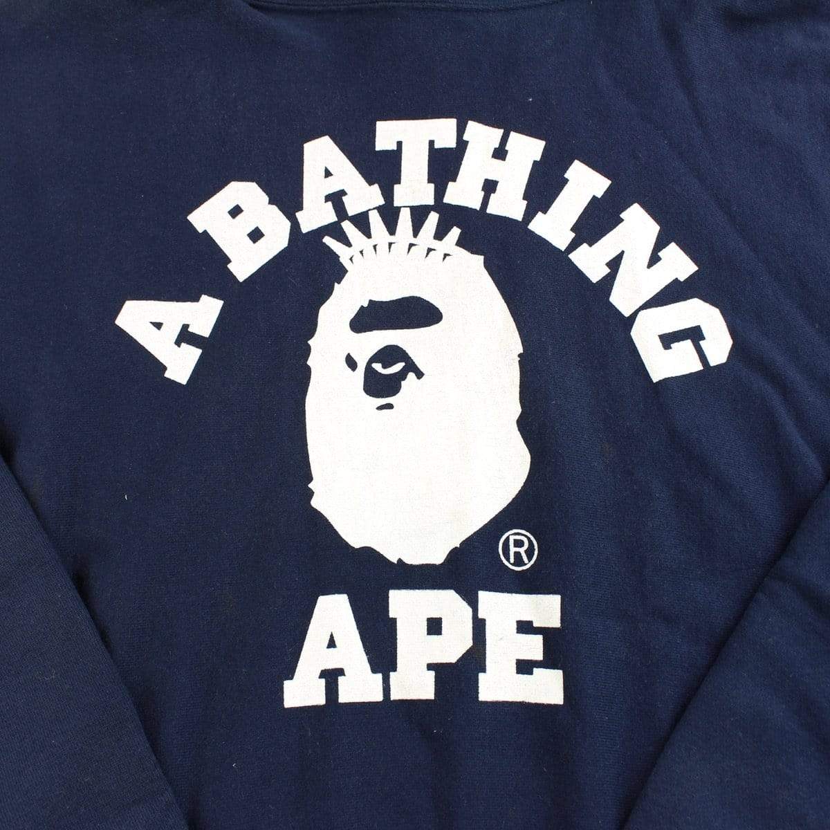 bape white nyc college logo hoodie Navy - SaruGeneral