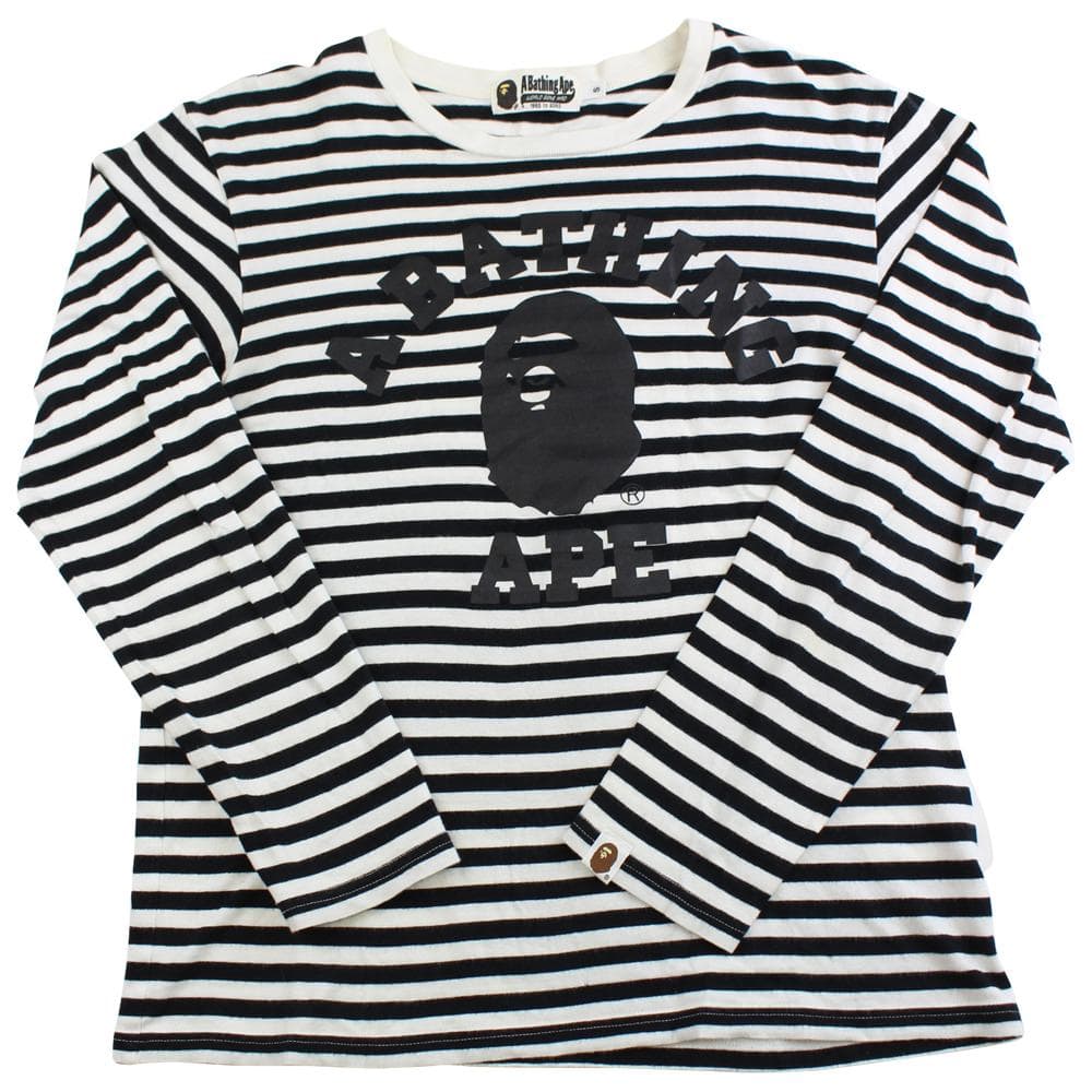 bape black stripe college logo ls - SaruGeneral