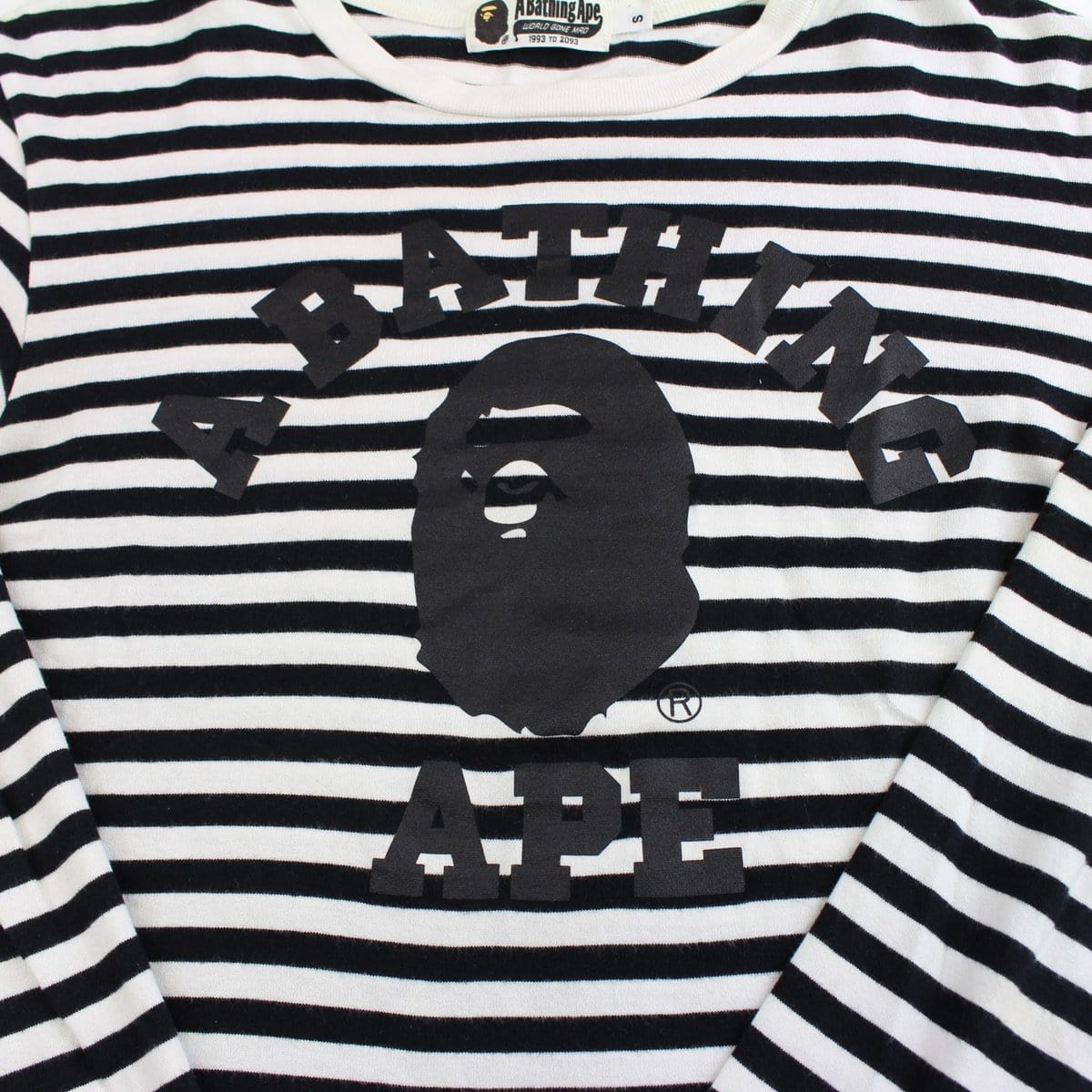 bape black stripe college logo ls - SaruGeneral
