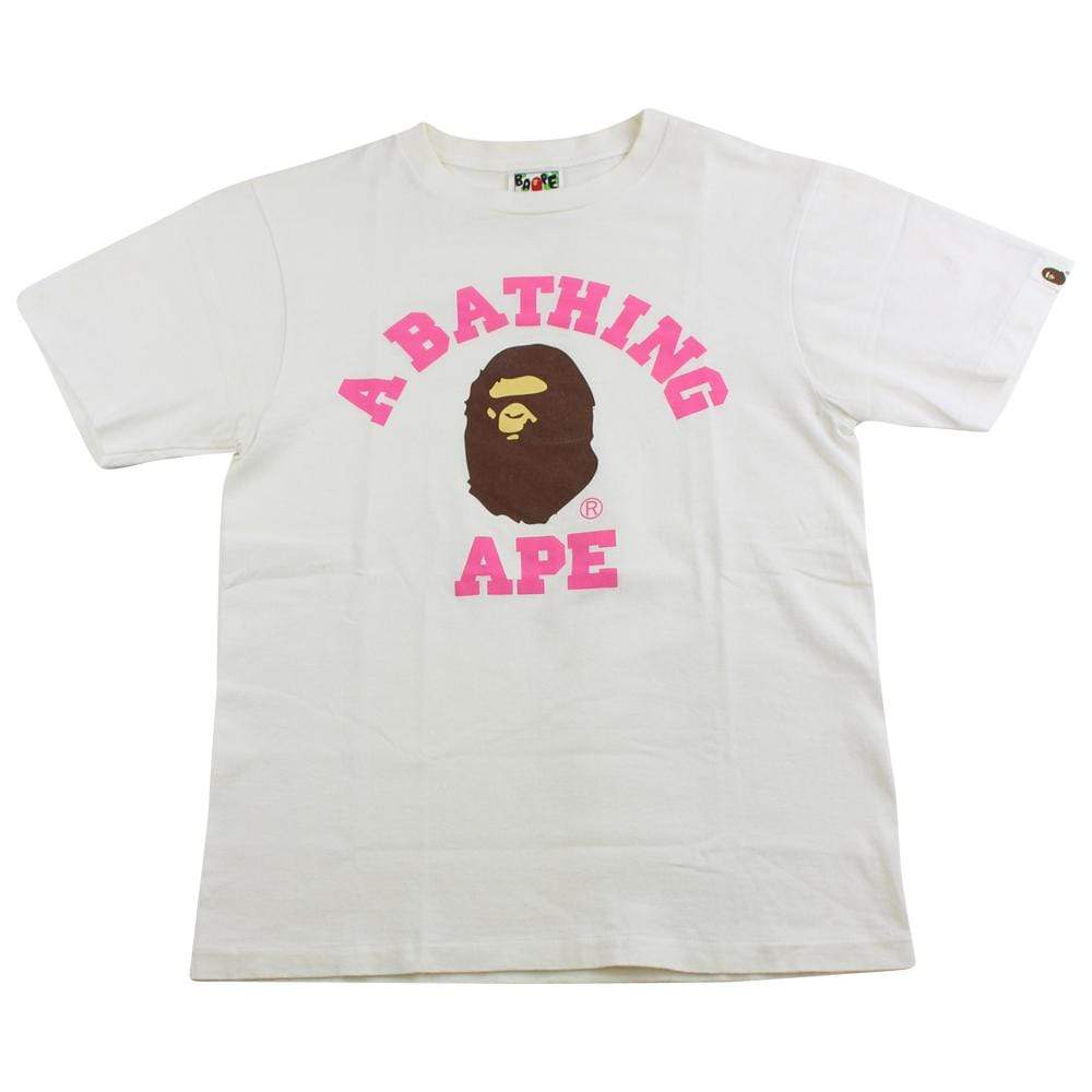 bape pink college logo tee white - SaruGeneral