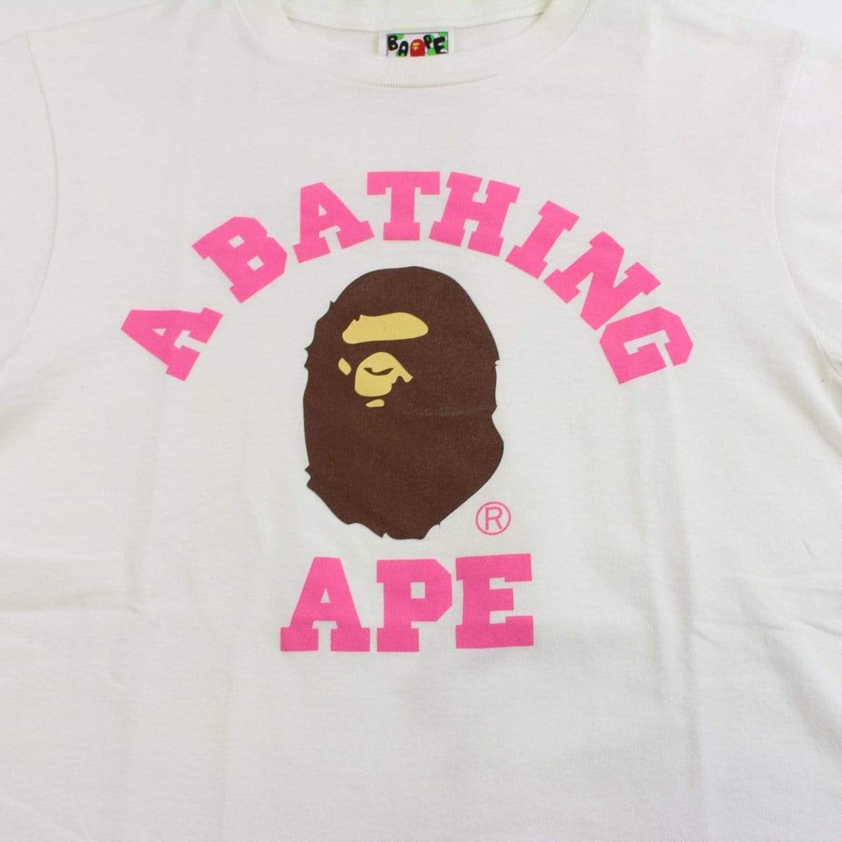 bape pink college logo tee white - SaruGeneral