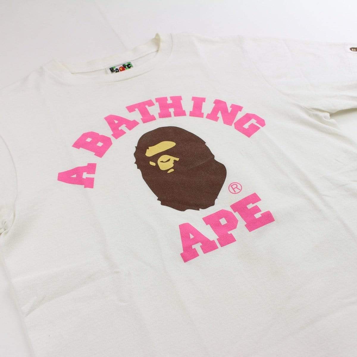 bape pink college logo tee white - SaruGeneral