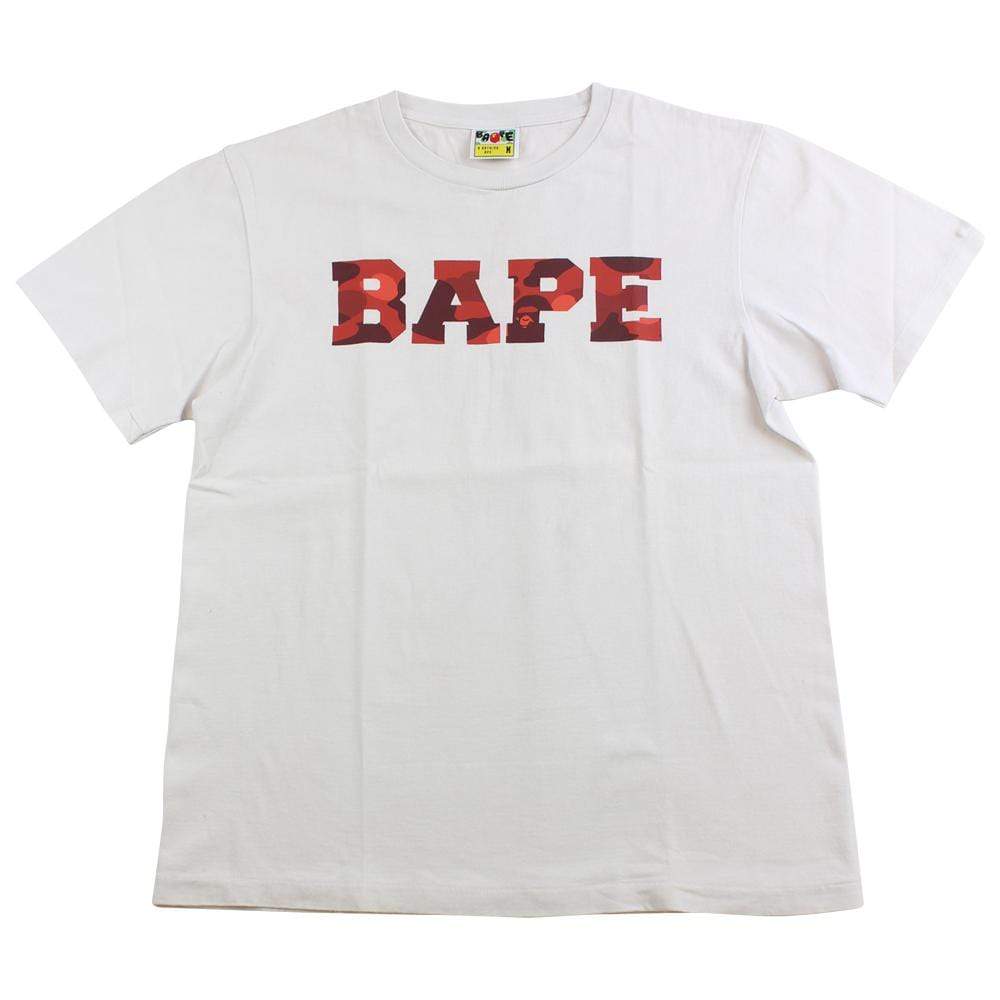 bape red camo text tee white - SaruGeneral