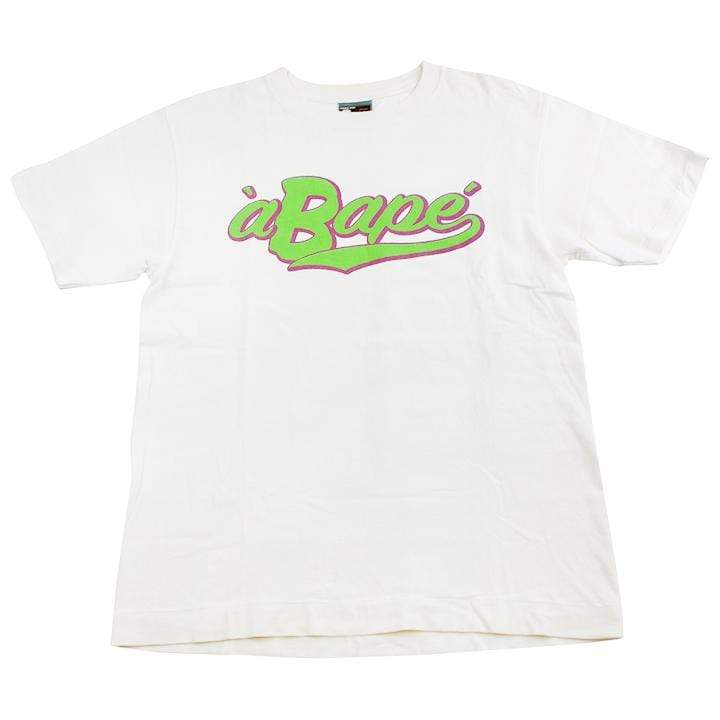 bape green og text tee white - SaruGeneral