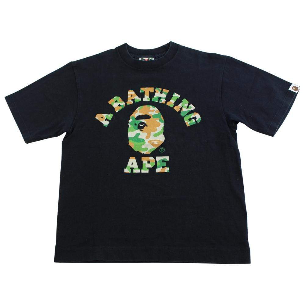 bape puzzle camo college logo tee black - SaruGeneral