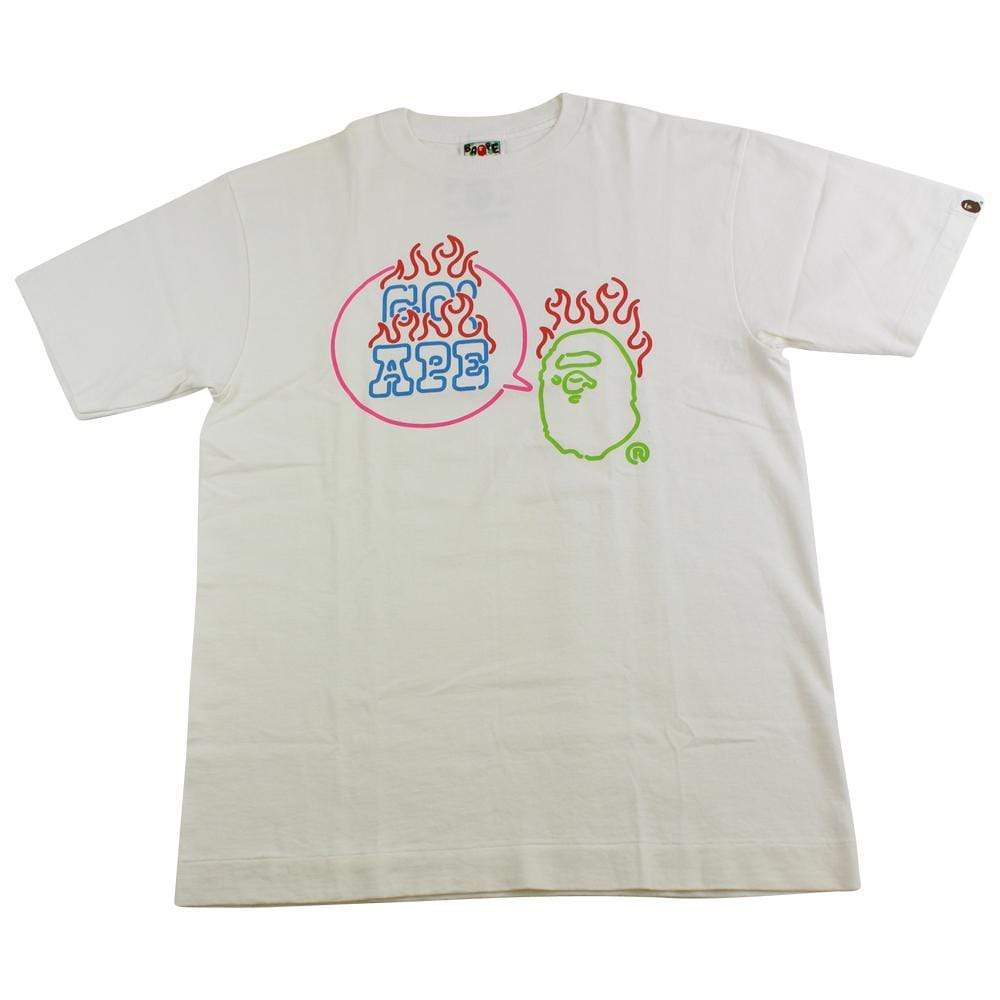 bape go ape flame tee white - SaruGeneral