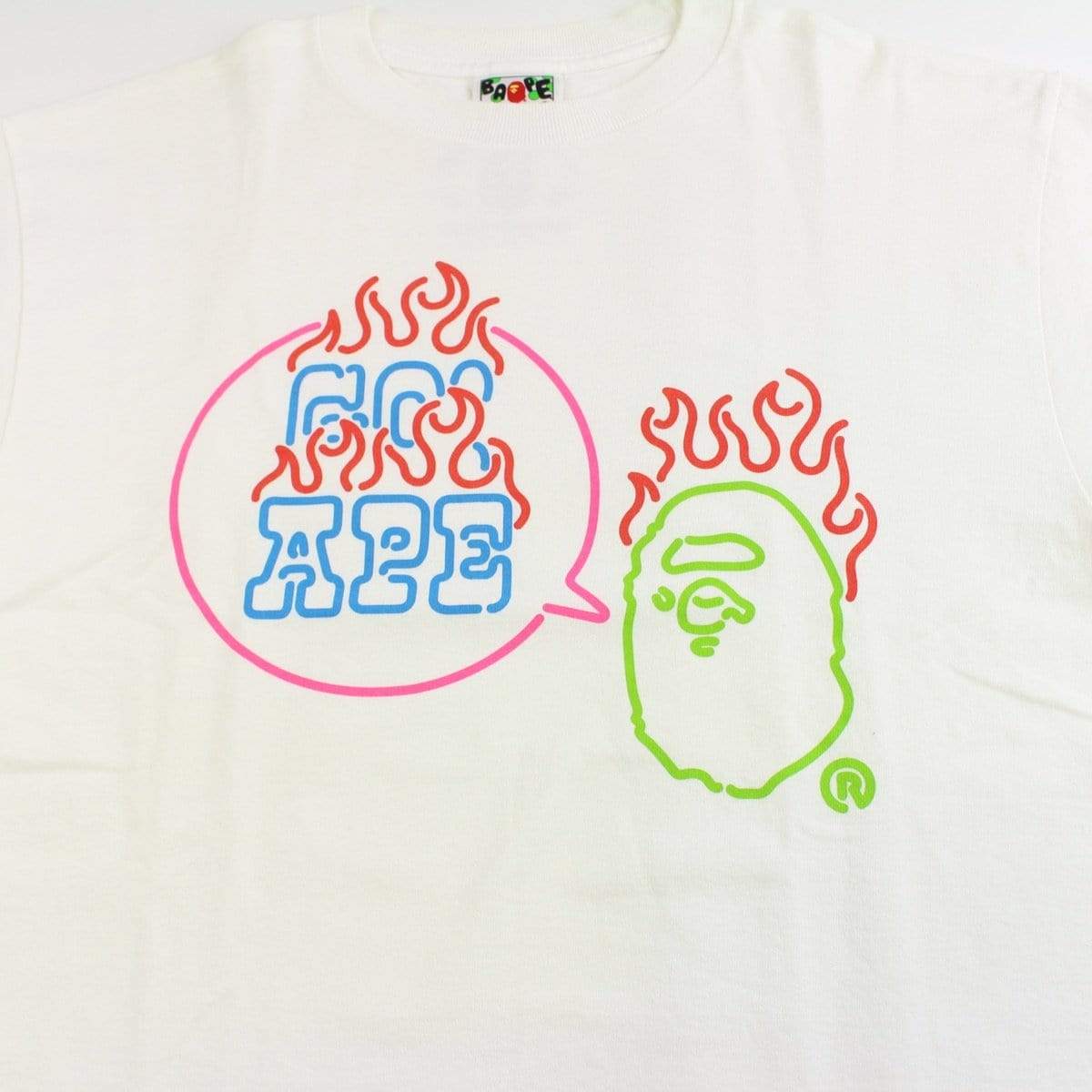bape go ape flame tee white - SaruGeneral