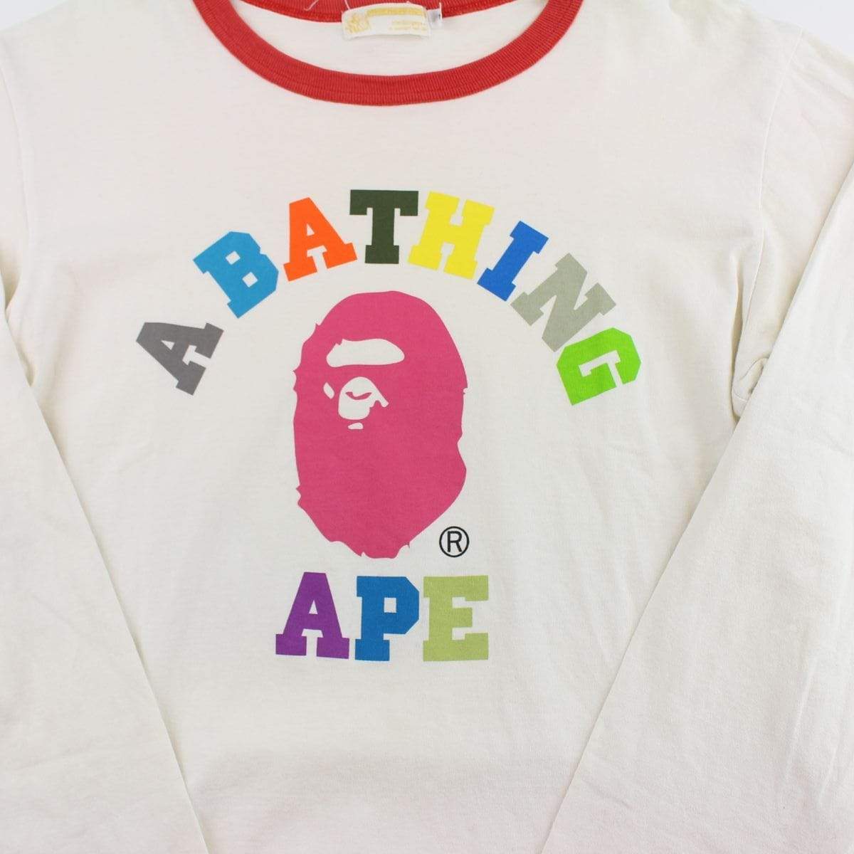 Bape Block Colours College Logo LS White - SaruGeneral