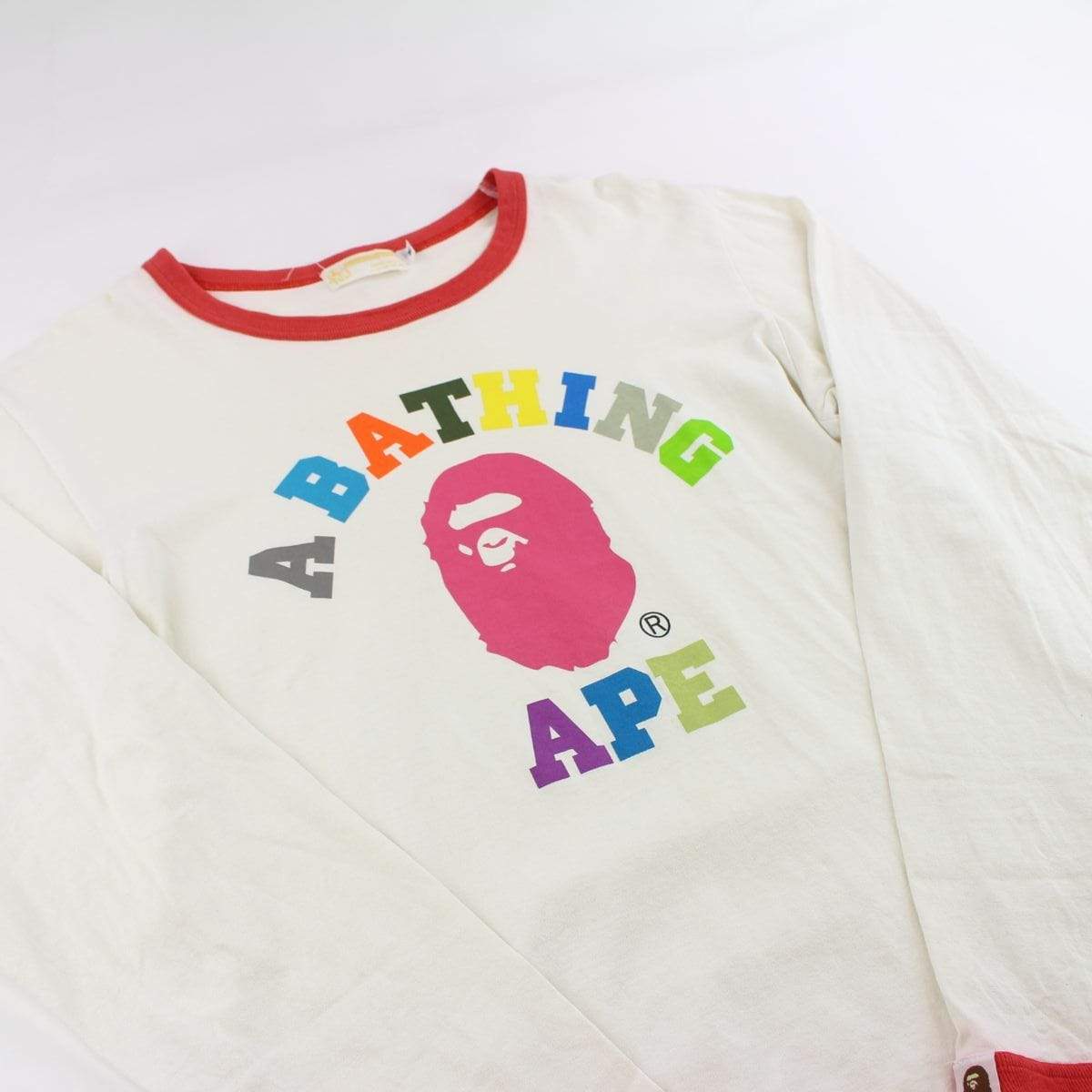 Bape Block Colours College Logo LS White - SaruGeneral