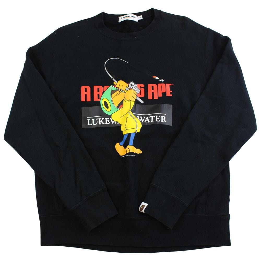 bape fishing logo crewneck black - SaruGeneral