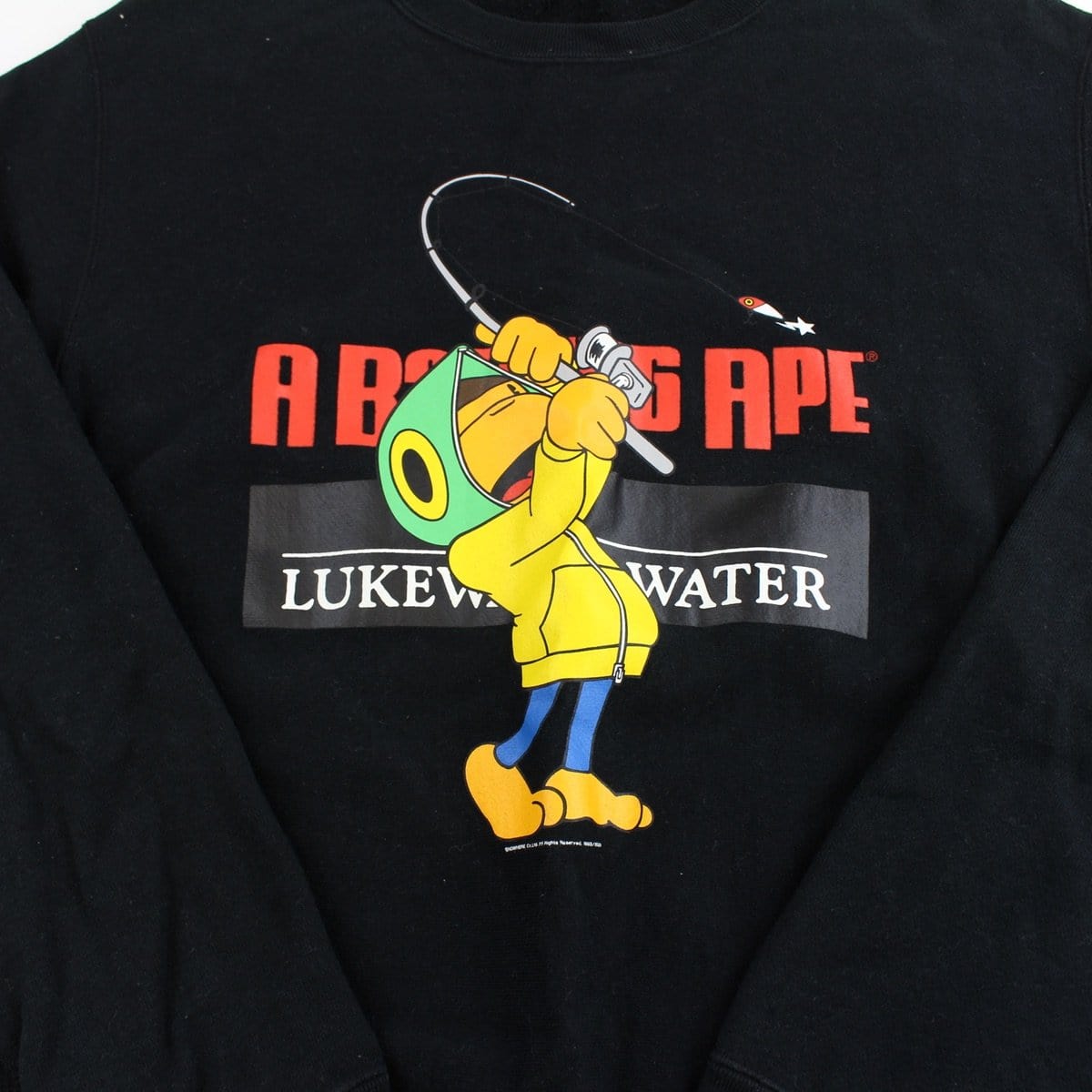 bape fishing logo crewneck black - SaruGeneral