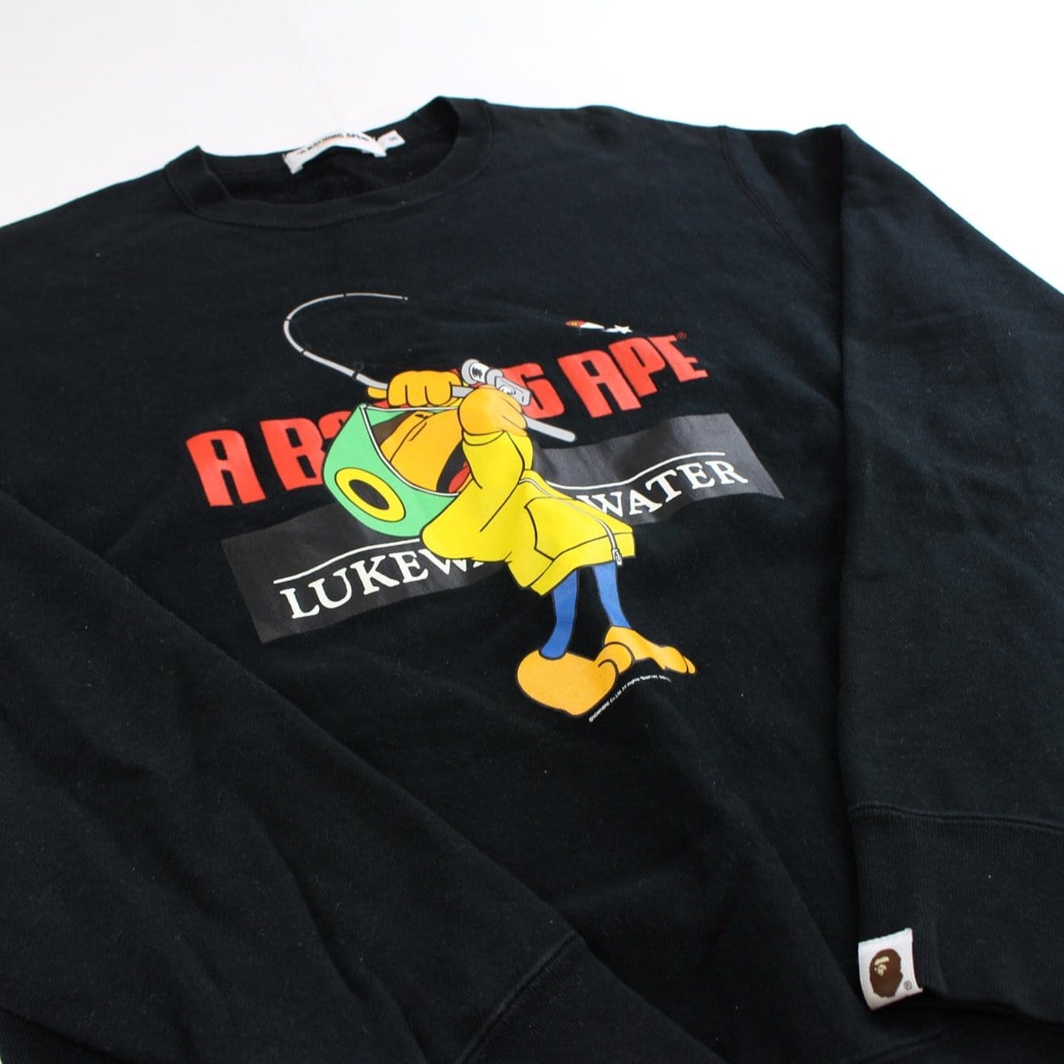 bape fishing logo crewneck black - SaruGeneral