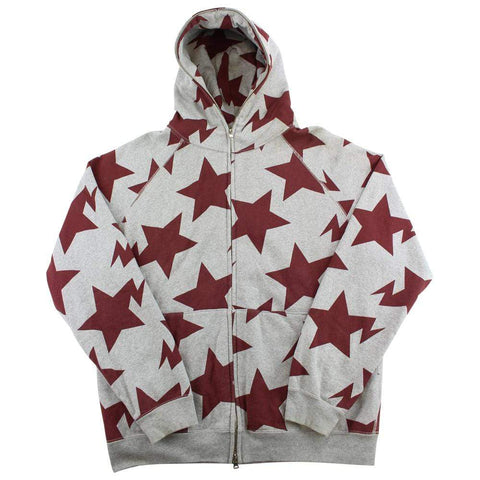 Sweat à capuche zippé intégral Bapesta rouge Bapesta gris