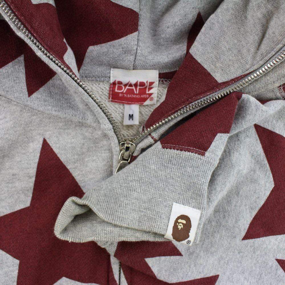 Bapesta Red Bapesta Allover Fullzip Hoodie Grey - SaruGeneral
