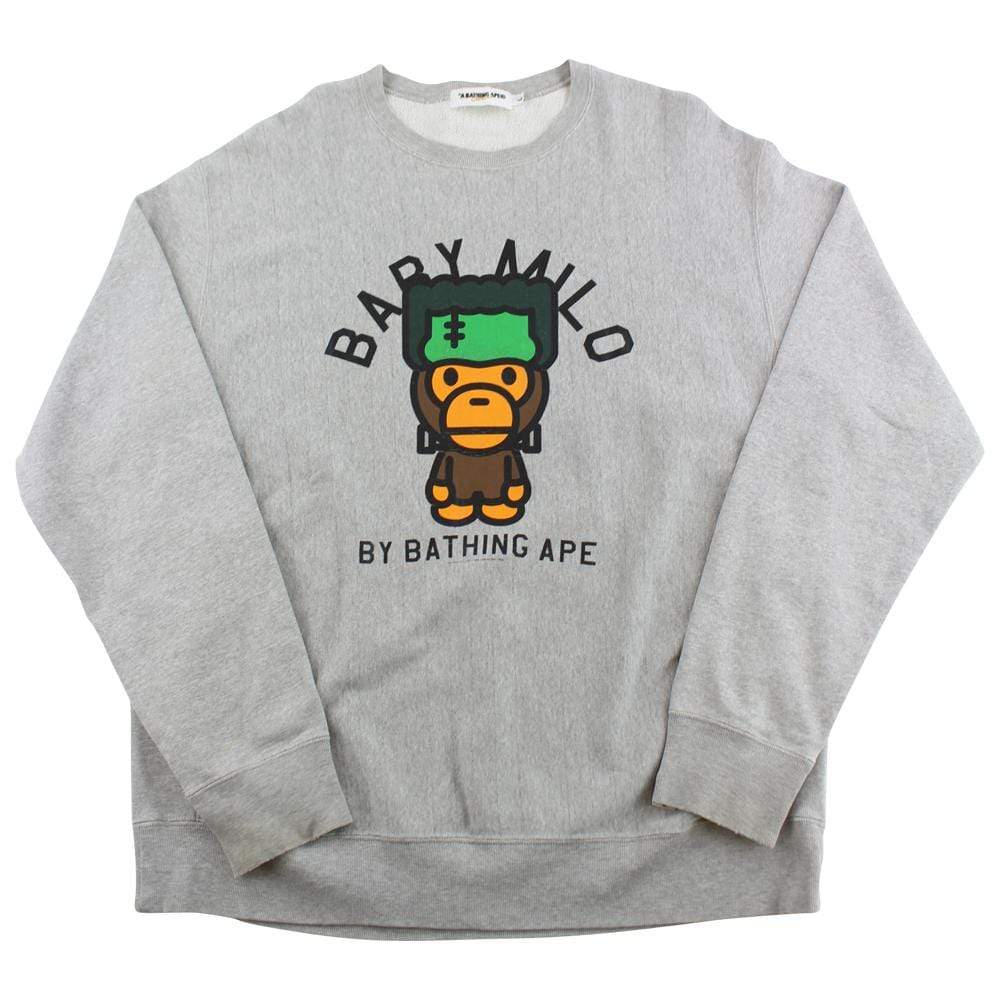 Bape Baby Milo Frankenstein Crewneck Grey - SaruGeneral