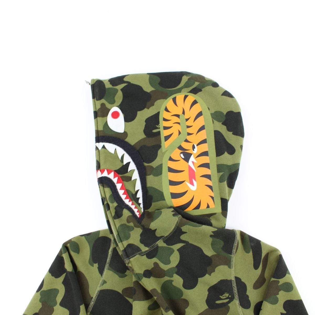 Bape 1st Green Camo Full Zip Shark Hoodie - SaruGeneral