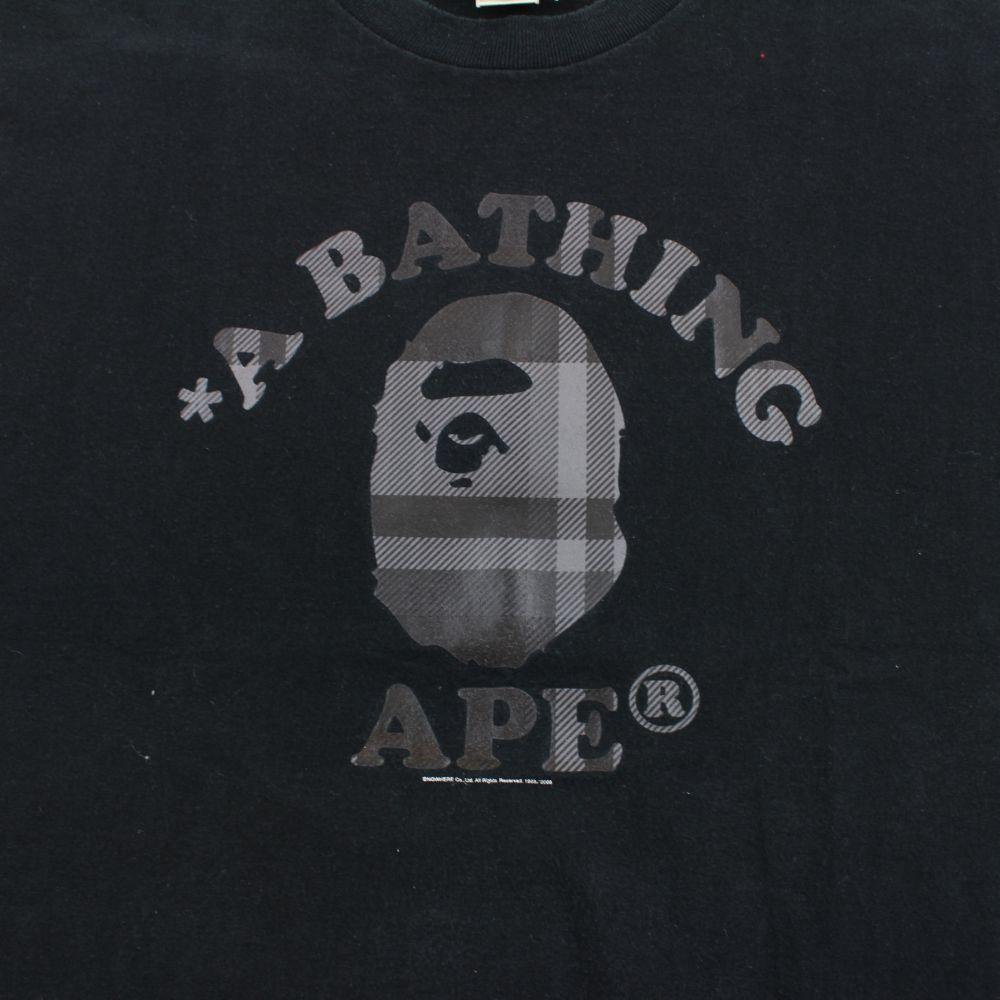 Bape Black Plaid College Logo Tee Black - SaruGeneral