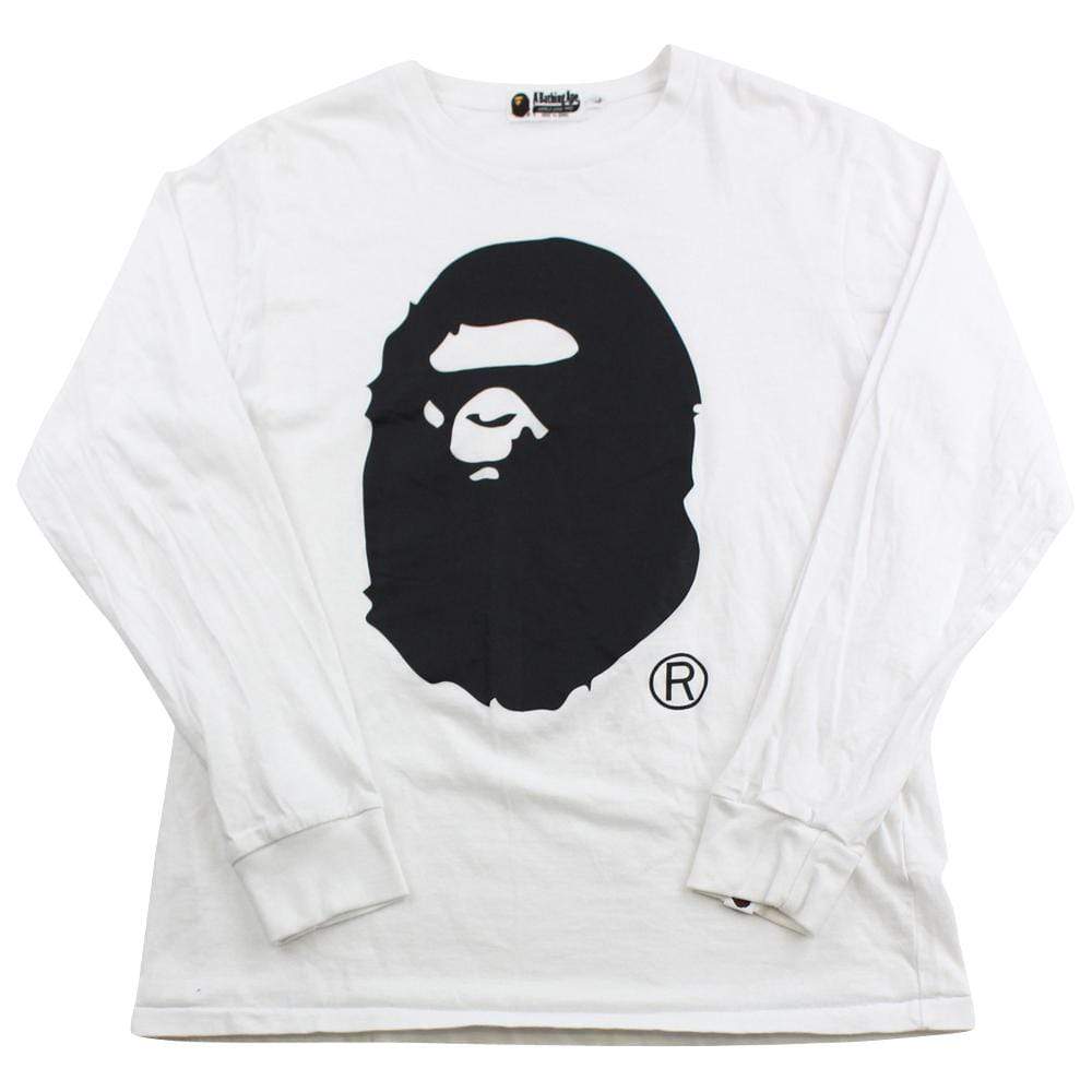 Bape Black Big Ape Logo LS White - SaruGeneral
