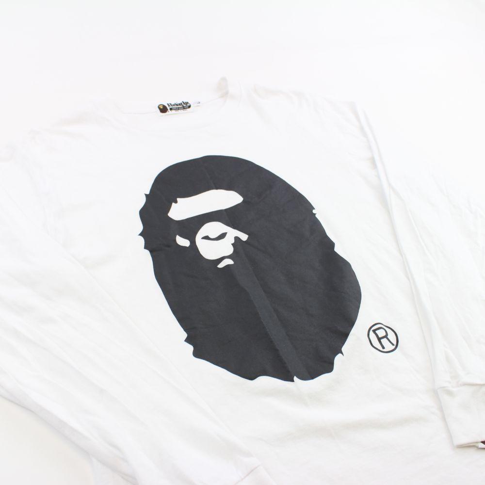 Bape Black Big Ape Logo LS White - SaruGeneral