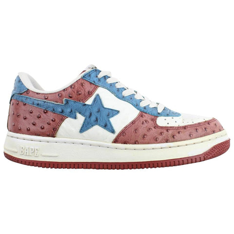 Bapesta Cuir d'autruche rouge et blanc