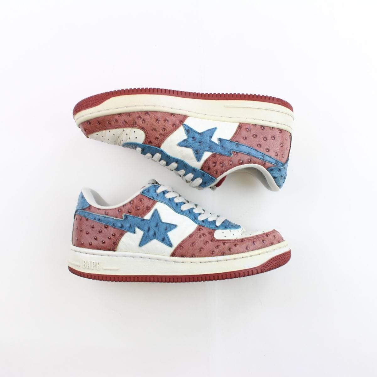 Bapesta Red and White Ostritch Leather - SaruGeneral