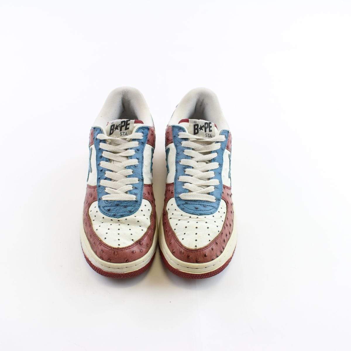 Bapesta Red and White Ostritch Leather - SaruGeneral